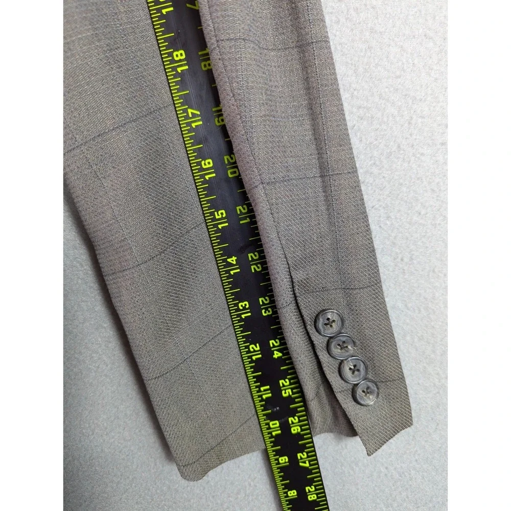 Joseph Abboud Wool Sport Blazer Jacket Men's 42L Gray Window Pane 2 Buttons USA